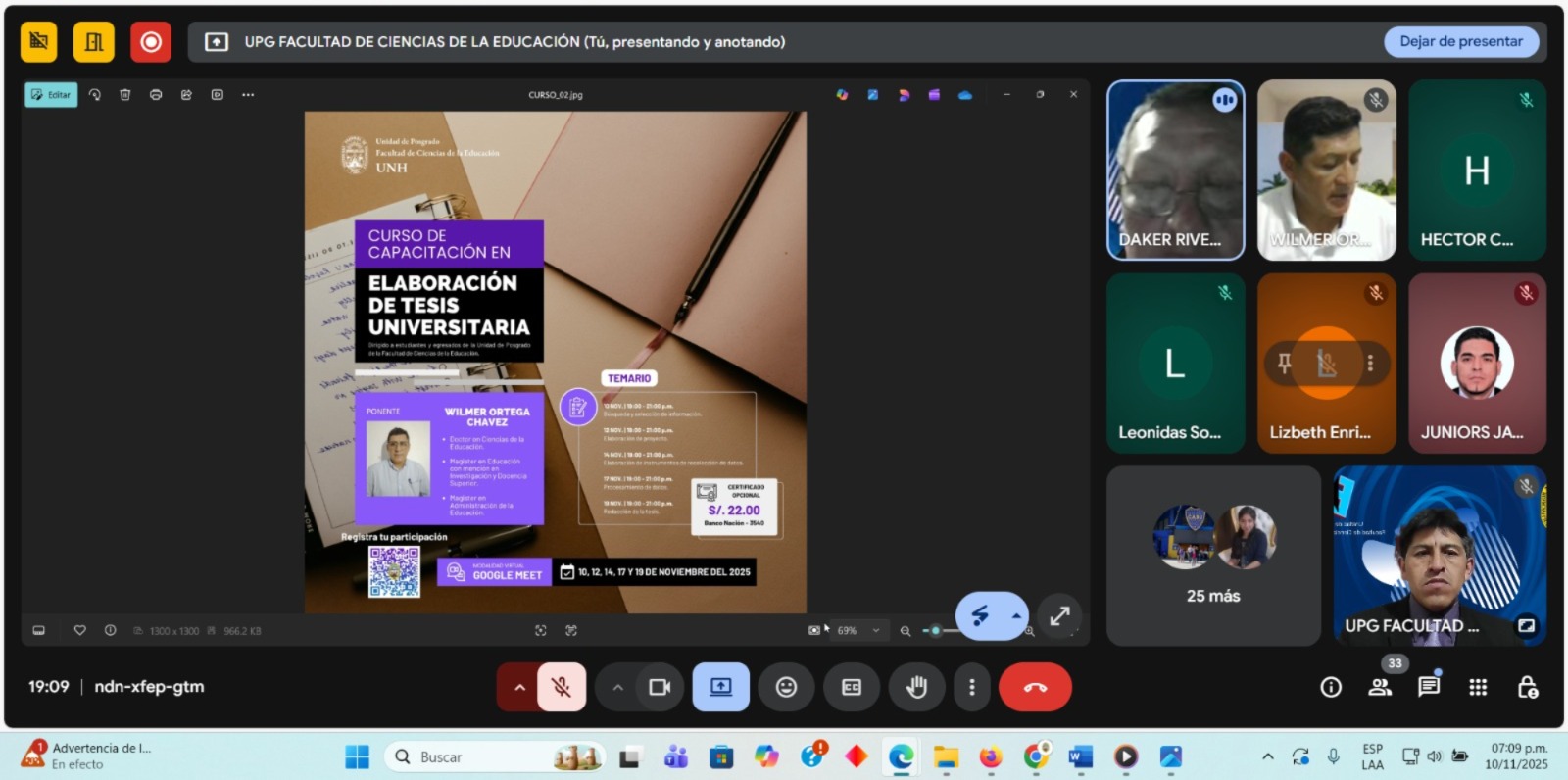Curso de capacitación en la Elaboración de la Tesis Universitaria.